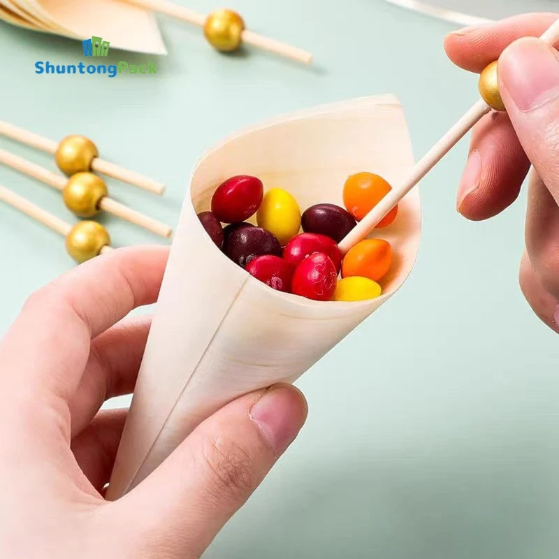 Disposable Wood Food Cones made in China